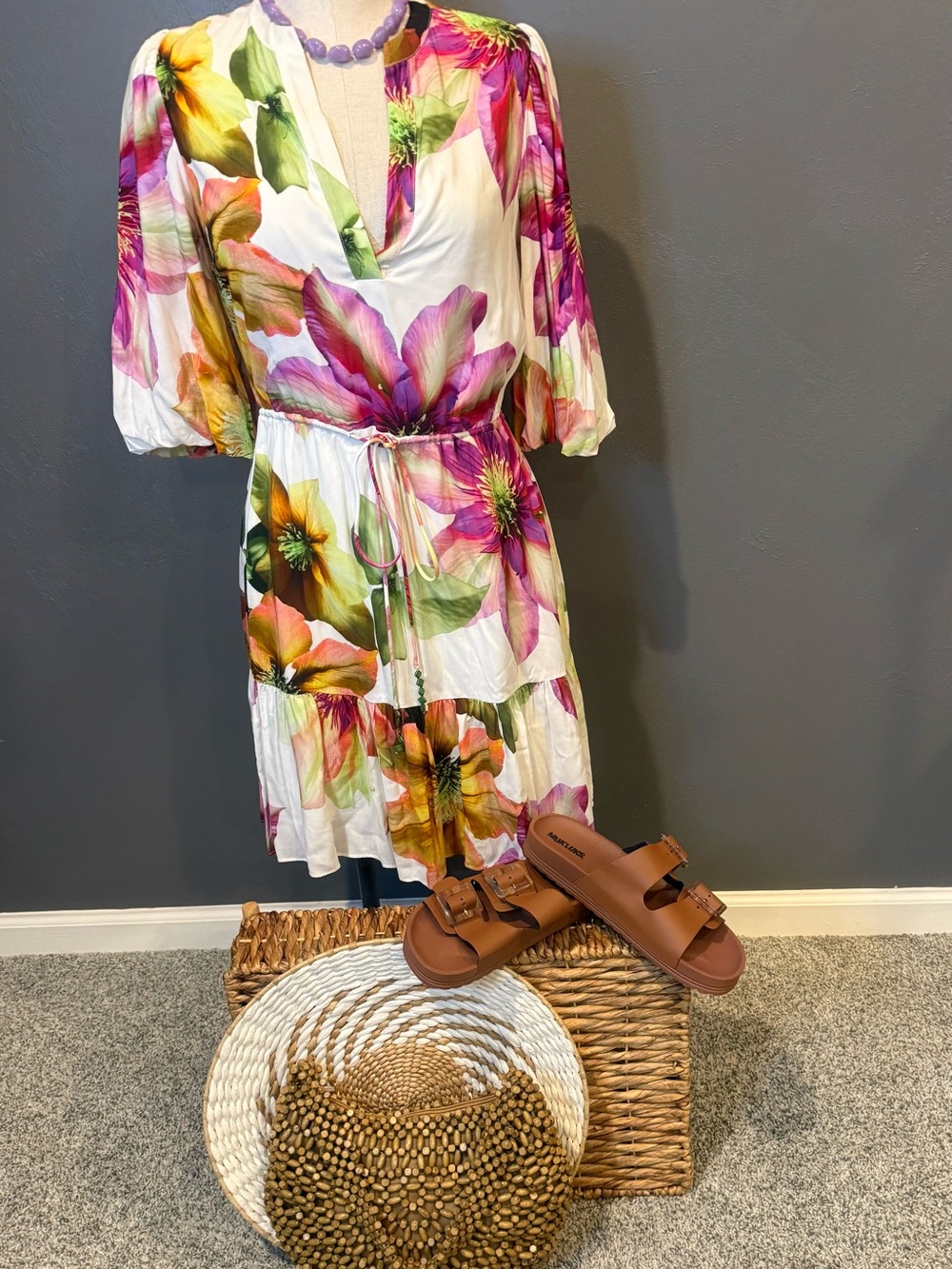 Alex Marie Floral Multicolor Dress with Pink Tag